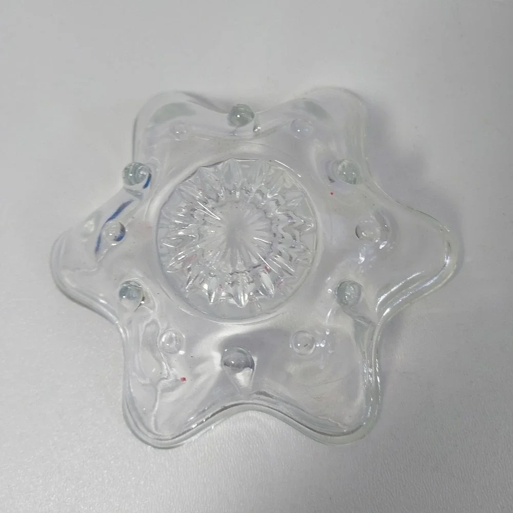 Vintage‎ Anchor Hocking 6 Point Shape Clear Glass Candlestick Holder